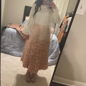 Kate Spade Cream and Tan Midi Skirt